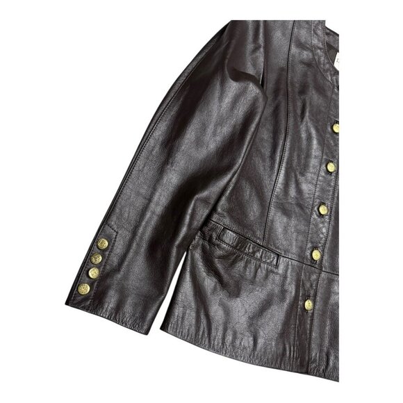 MODA SPIEGEL Genuine Leather Vintage 90s Retro Brown Jacket Womens 8 Medium - Picture 3 of 4